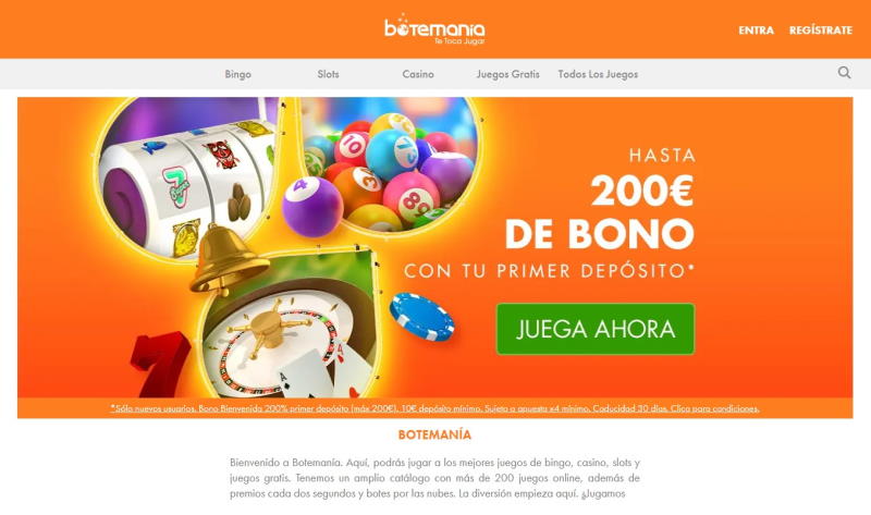 Diseño de la web de Botemania Casino
