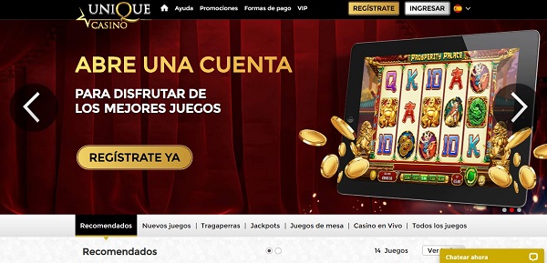 Diseño del sitio web de Unique Casino